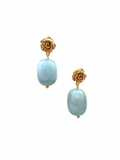 Giverny collection - Rose Dorée Blue Beryl Earrings