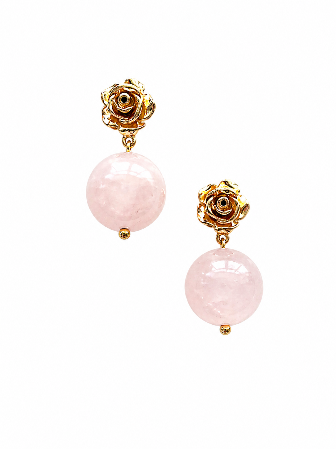 Giverny collection - Rose Dorée Large Rose Quartz Earrings