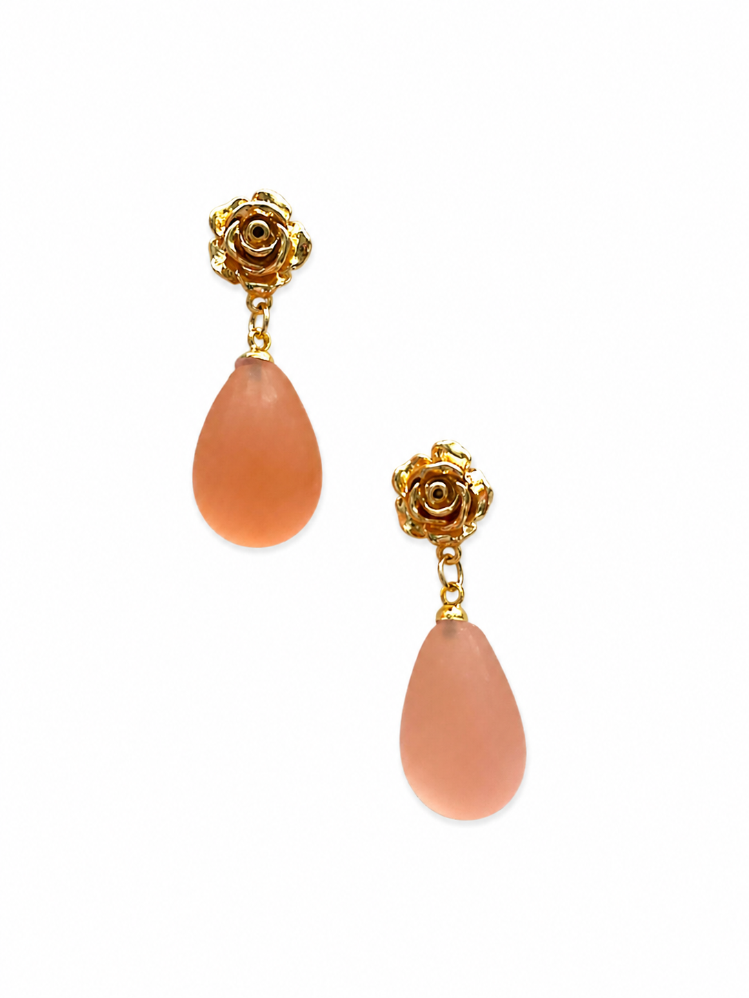 Giverny collection - Rose Dorée Peach Murano Glass Earrings