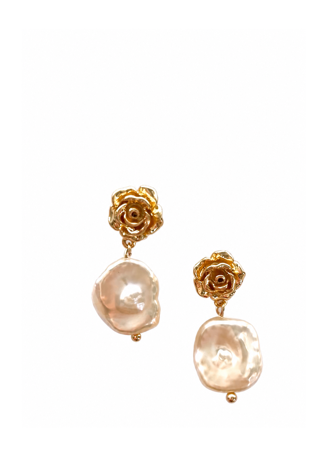 Giverny collection - Rose Dorée Small Coin Pearl Earrings