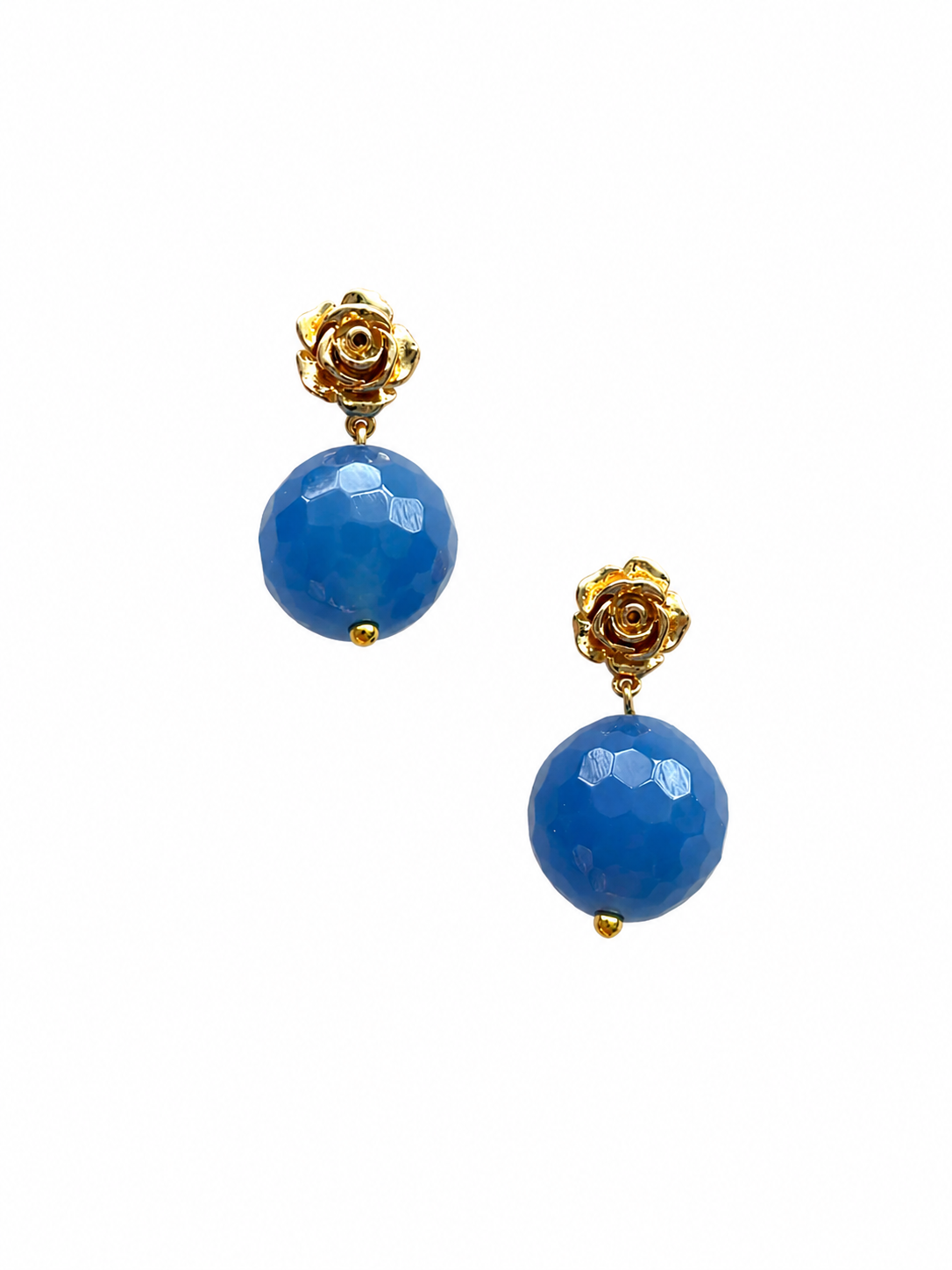 Giverny collection - Rose Dorée Blue Agate Earrings