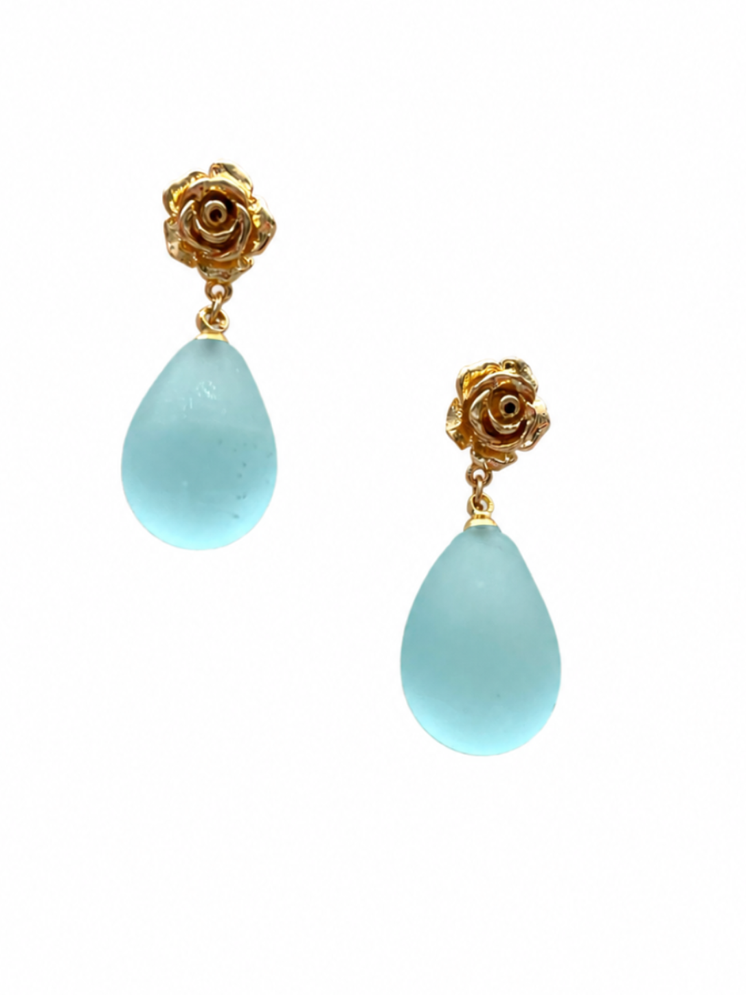 Giverny collection - Rose Dorée Blue Murano Glass Earrings