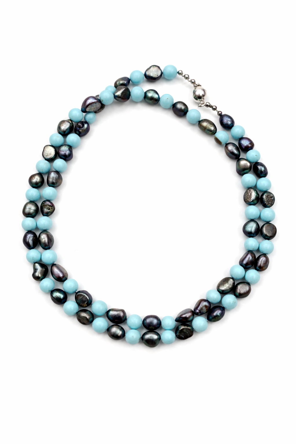 Cassis collection - Long Turquoise And Peacock Pearl Necklace