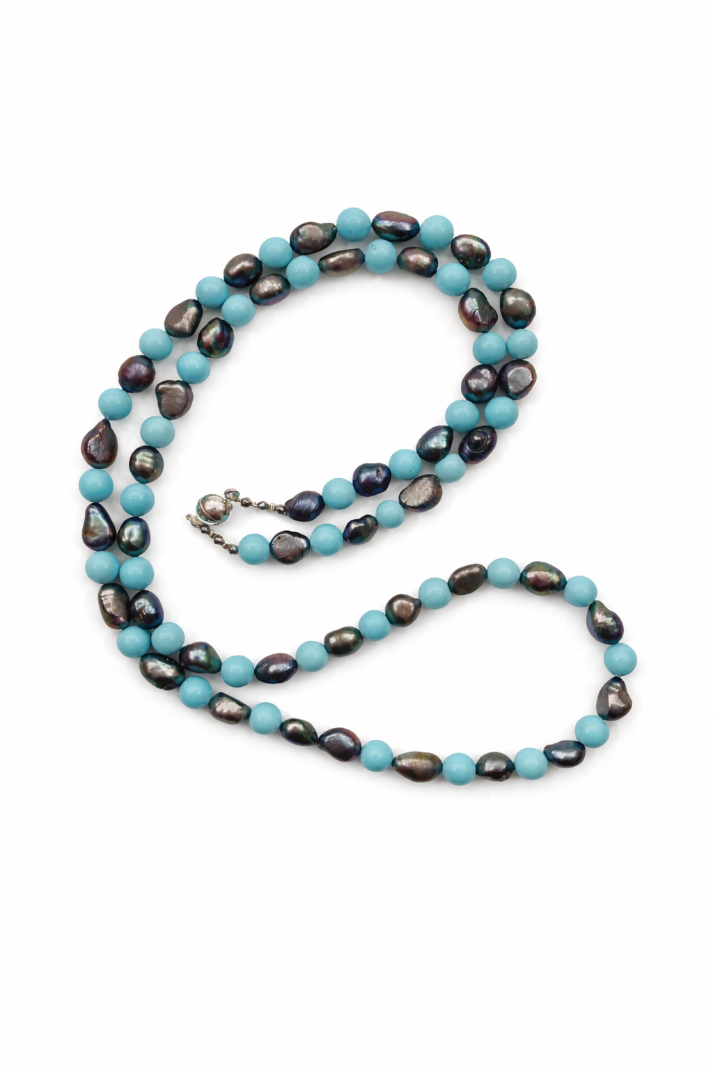 Cassis collection - Long Turquoise And Peacock Pearl Necklace