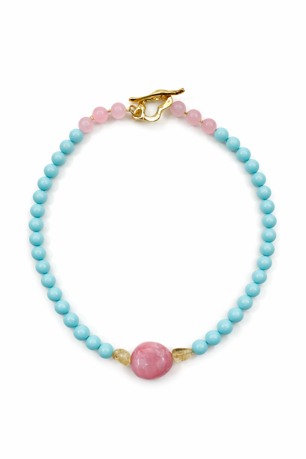 Marseille collection - Turquoise, Citrine And Pink Opal Necklace