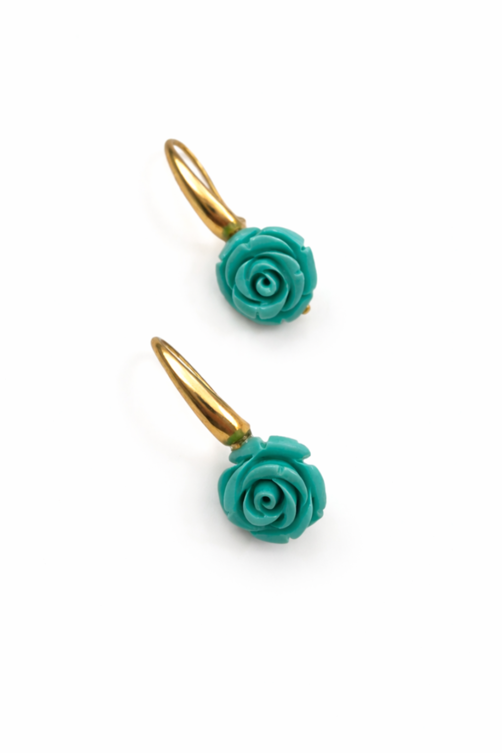 Troyes collection - Carved Turquoise Rose Earrings