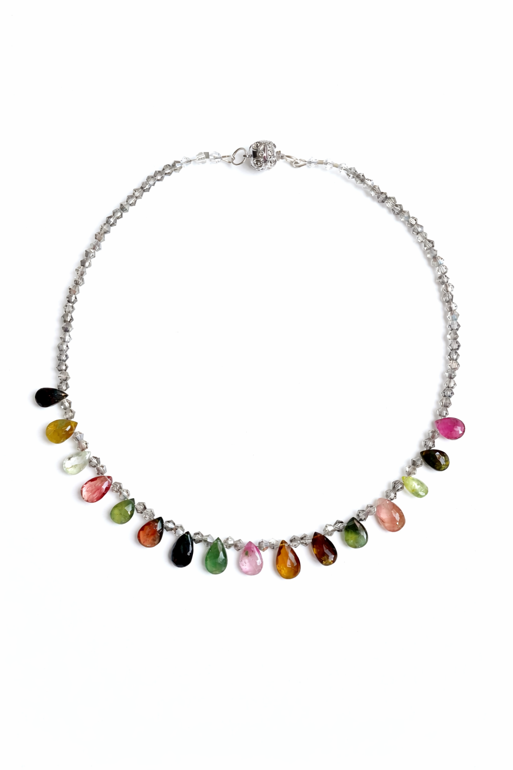 Perigord collection - Gunmetal Tourmaline Raindrop Necklace